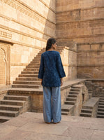 तहज़ीब | Tehzeeb — Indigo Circle Block Print Kurta