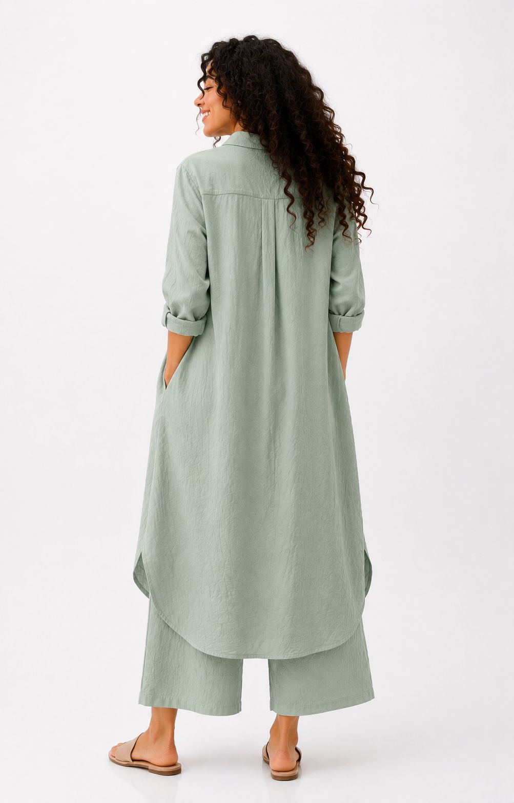 मिज़ाज | Mizaaj — Sage Green Mulmul Coord Set