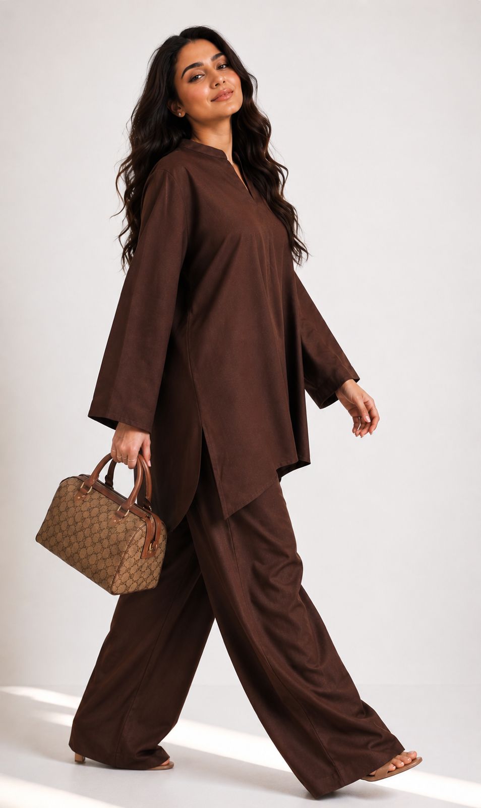 काफ़ी | Kaafi — Cocoa Mulmul Coord Set