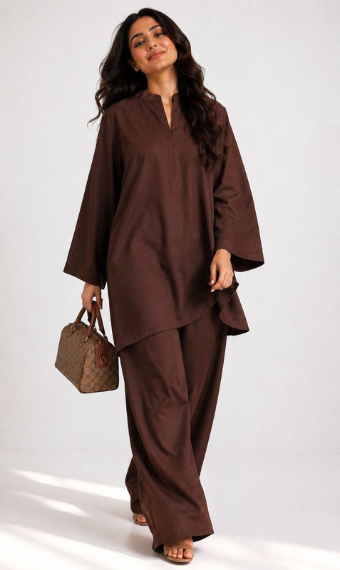 काफ़ी | Kaafi — Cocoa Mulmul Coord Set